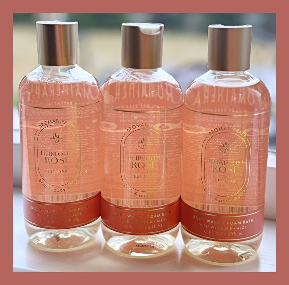 Bath & Body Works Aroma Heirloom Rose 10oz Body Wash Foam Bath x3
